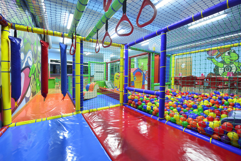 ball room, monkey bars, padded floors, riding toys