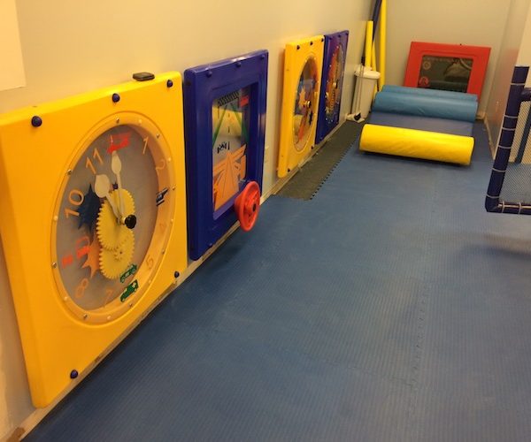 Tell time, driving, mirrors, and ball turn activity panels