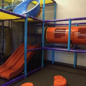 small triple rail slide with crawl tube and balance beam