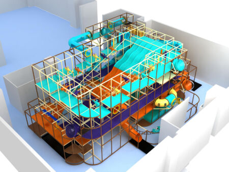 Buy Indoor Playground Equipment GPS285 -(Indoor Playsystem Size) 25 ft. H x 66 ft. W x 48 ft.