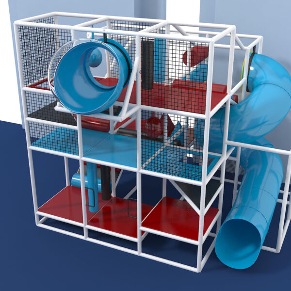 Parque infantil interior GPS962 – (Tamaño del sistema de juego interior) – 14 pies de alto x 16 pies de ancho x 16 pies.