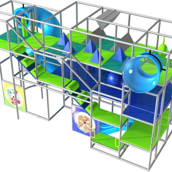 Parque infantil interior GPS977 – 15 pies de alto x 10 pies de ancho x 24 pies.