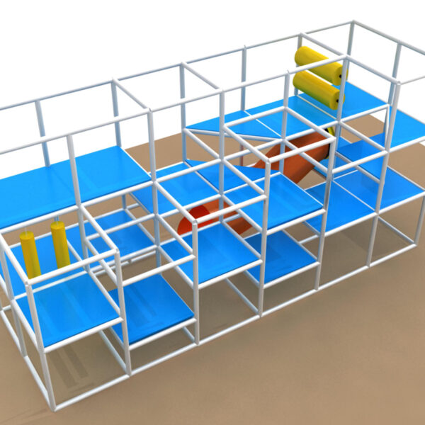 Parque infantil interior GPS1000: 12 pies de alto x 24 pies de ancho x 8 pies.