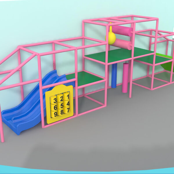 Parque infantil interior GPS1015 – 9 pies de alto x 28 pies de ancho x 4 pies.
