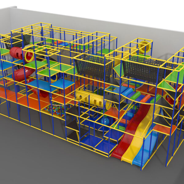 Parque infantil interior GPS979 – 22 pies de alto x 52 pies de ancho x 24 pies.