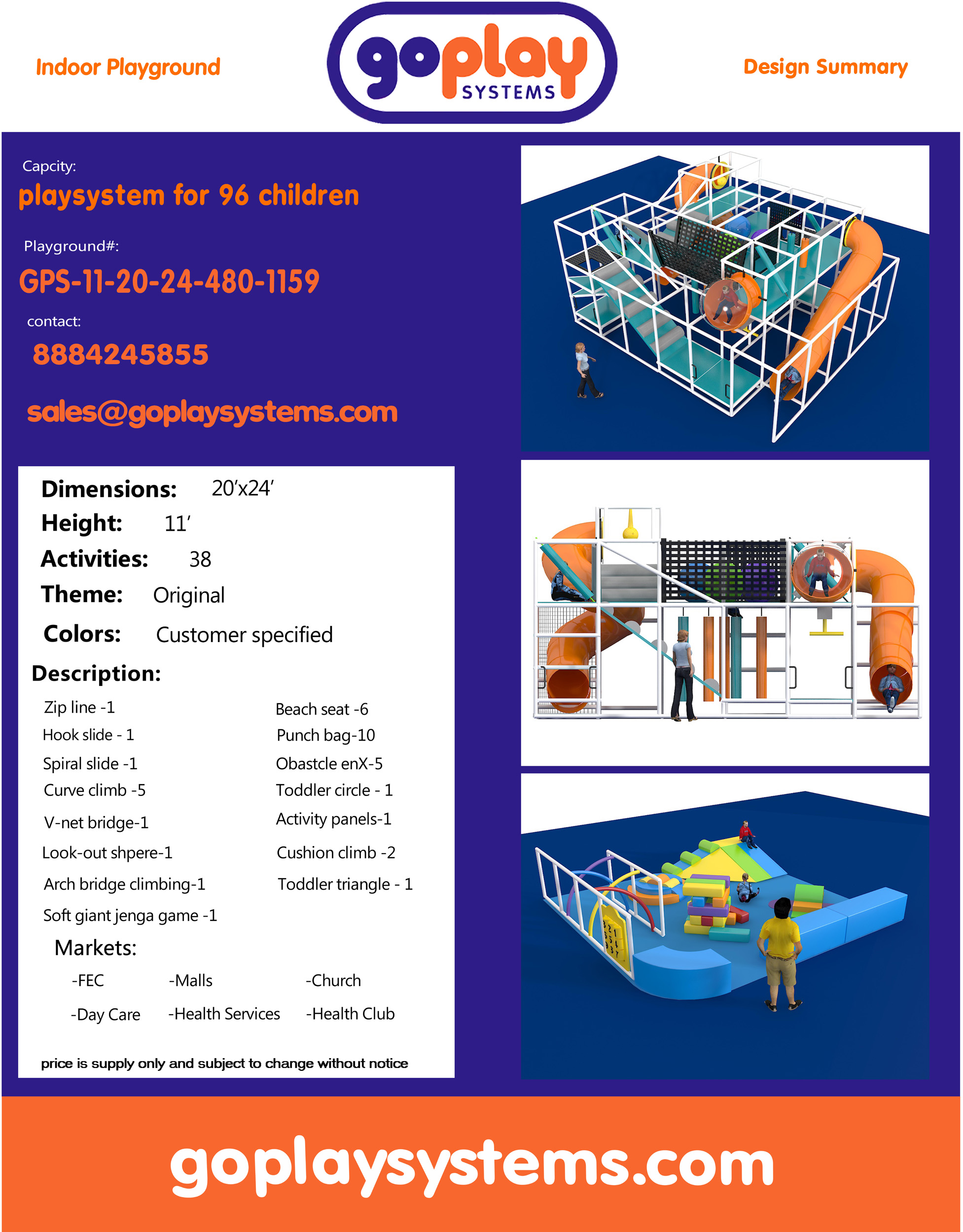 Indoor Playground GPS1159 - 11 ft. H x 20 ft. W x 24 ft. - Image 2