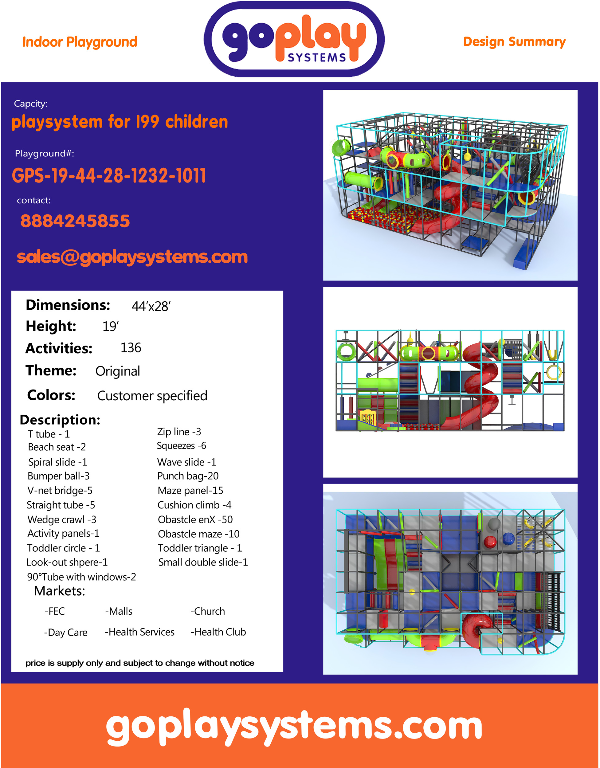 Indoor Playground GPS1011 - 19 ft. H x 44 ft. W x 28 ft. - Image 2
