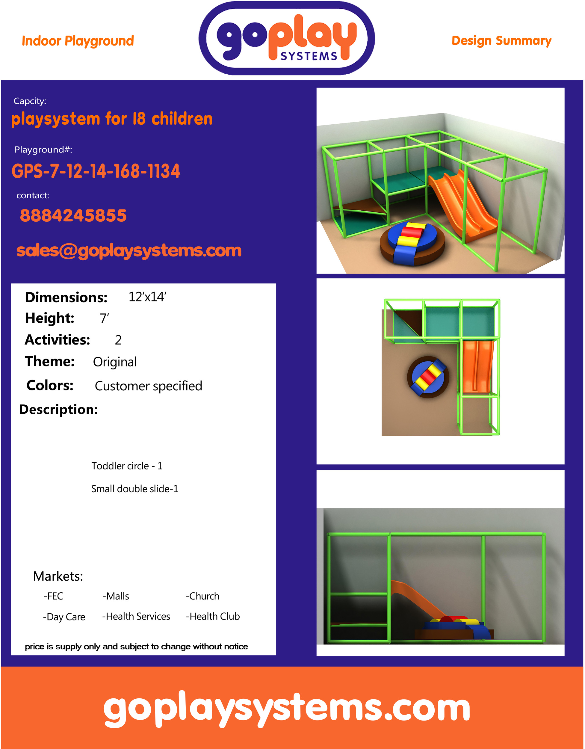 Indoor Playground GPS1134 - 7 ft. H x 12 ft. W x 14 ft. - Image 2