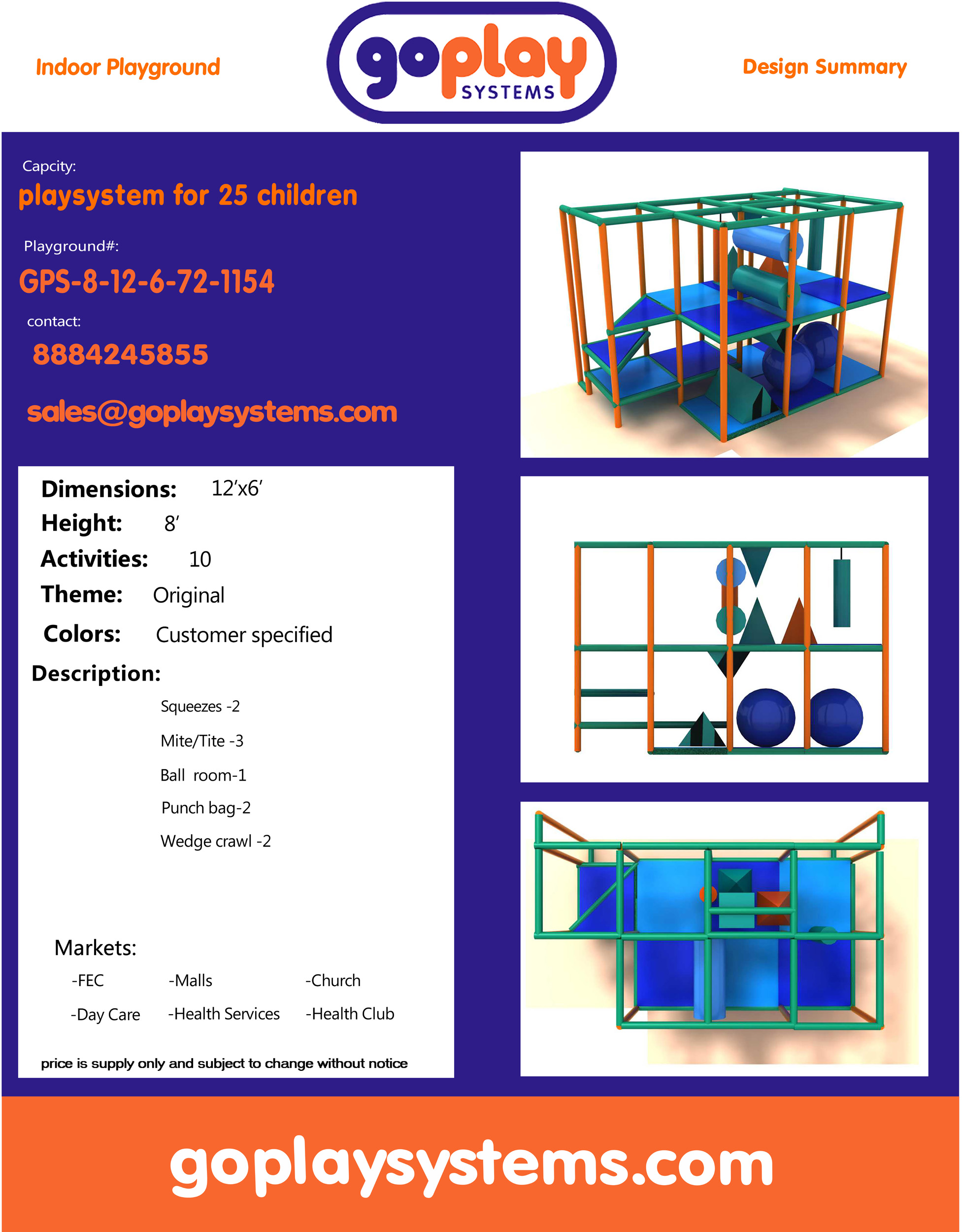 Indoor Playground GPS1154 - 8 ft. H x 12 ft. W x 6 ft. - Image 2