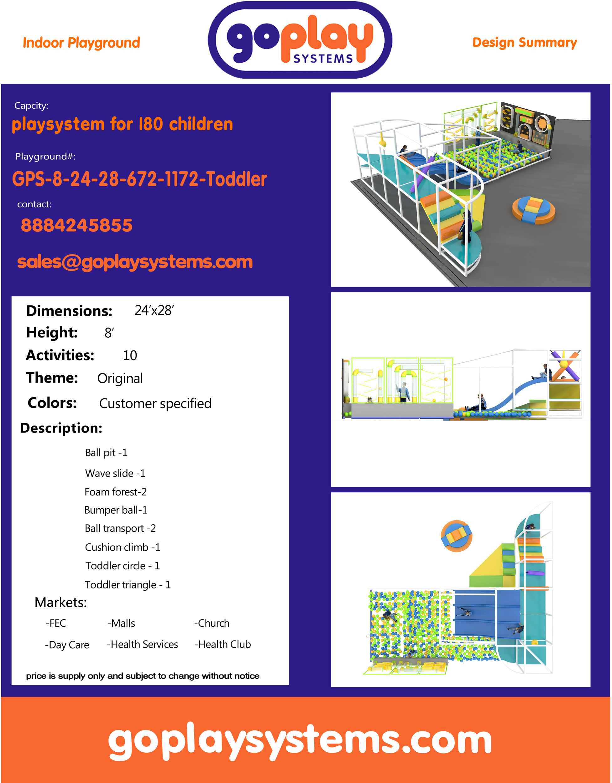Indoor Playground GPS1160 - 11 ft. H x 12 ft. W x 8 ft. - Image 2