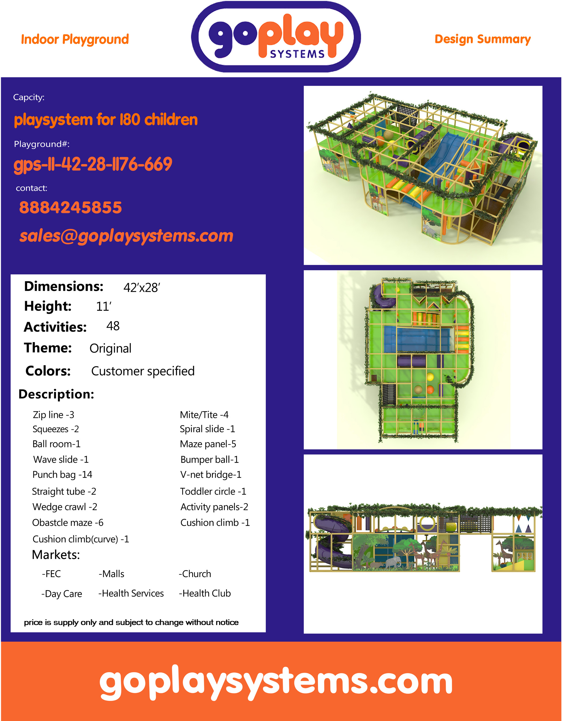 Indoor Playground GPS669 - 11 ft. H x 42 ft. W x 28 ft. - Image 2