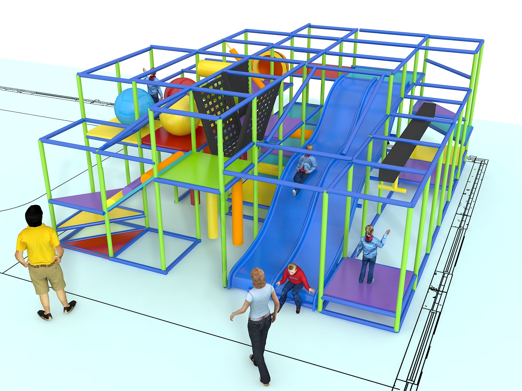 Indoor Playground GPS1217 - 10 ft. H x 24 ft. W x 22 ft.
