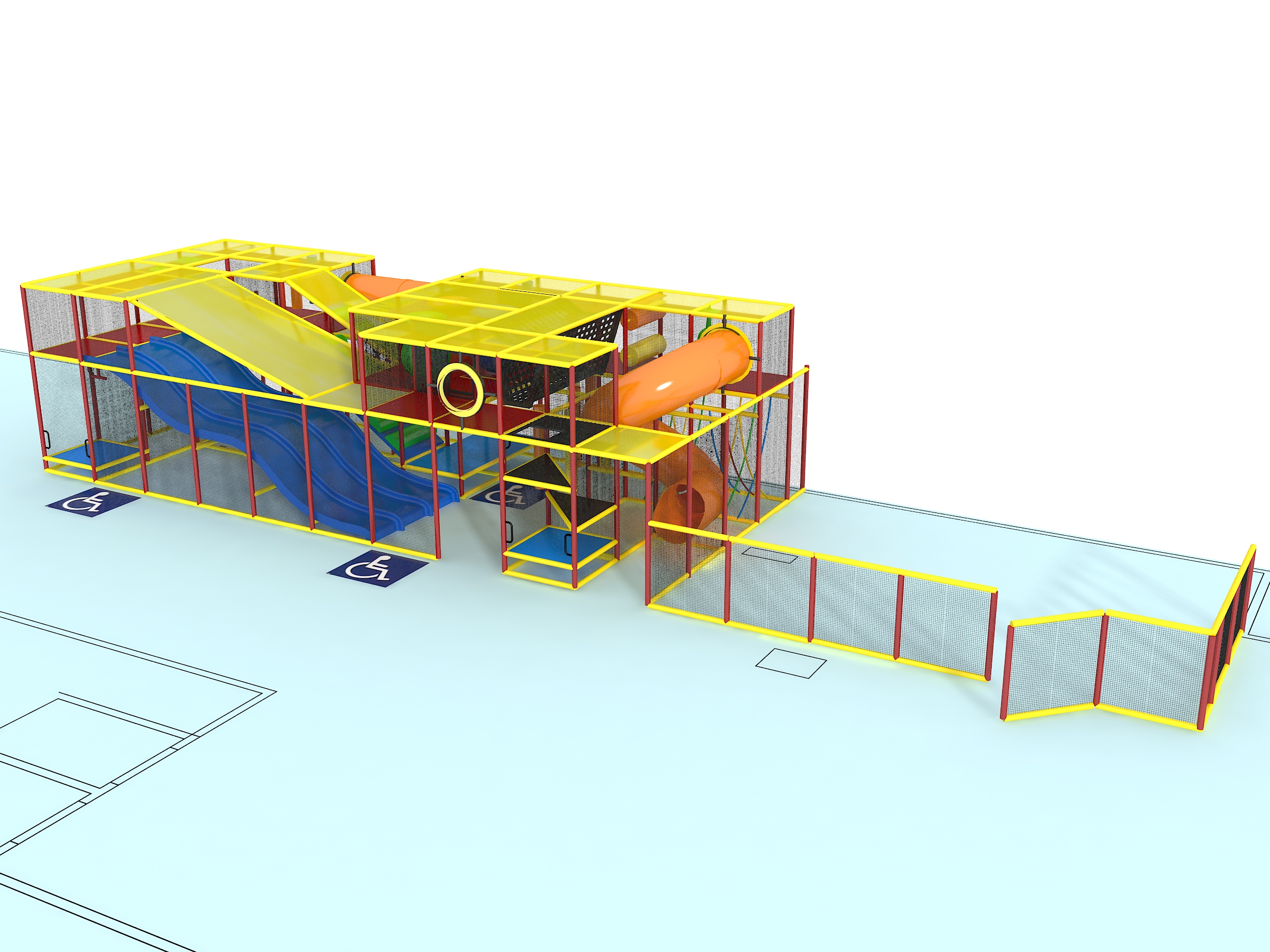 Indoor Playground GPS1240 - 11 ft. H x 64 ft. W x 16 ft.