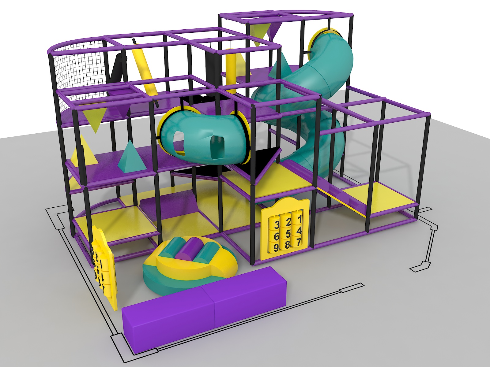 Indoor Playground GPS 1216 - 12ft. H x 12ft. W x 20ft. L