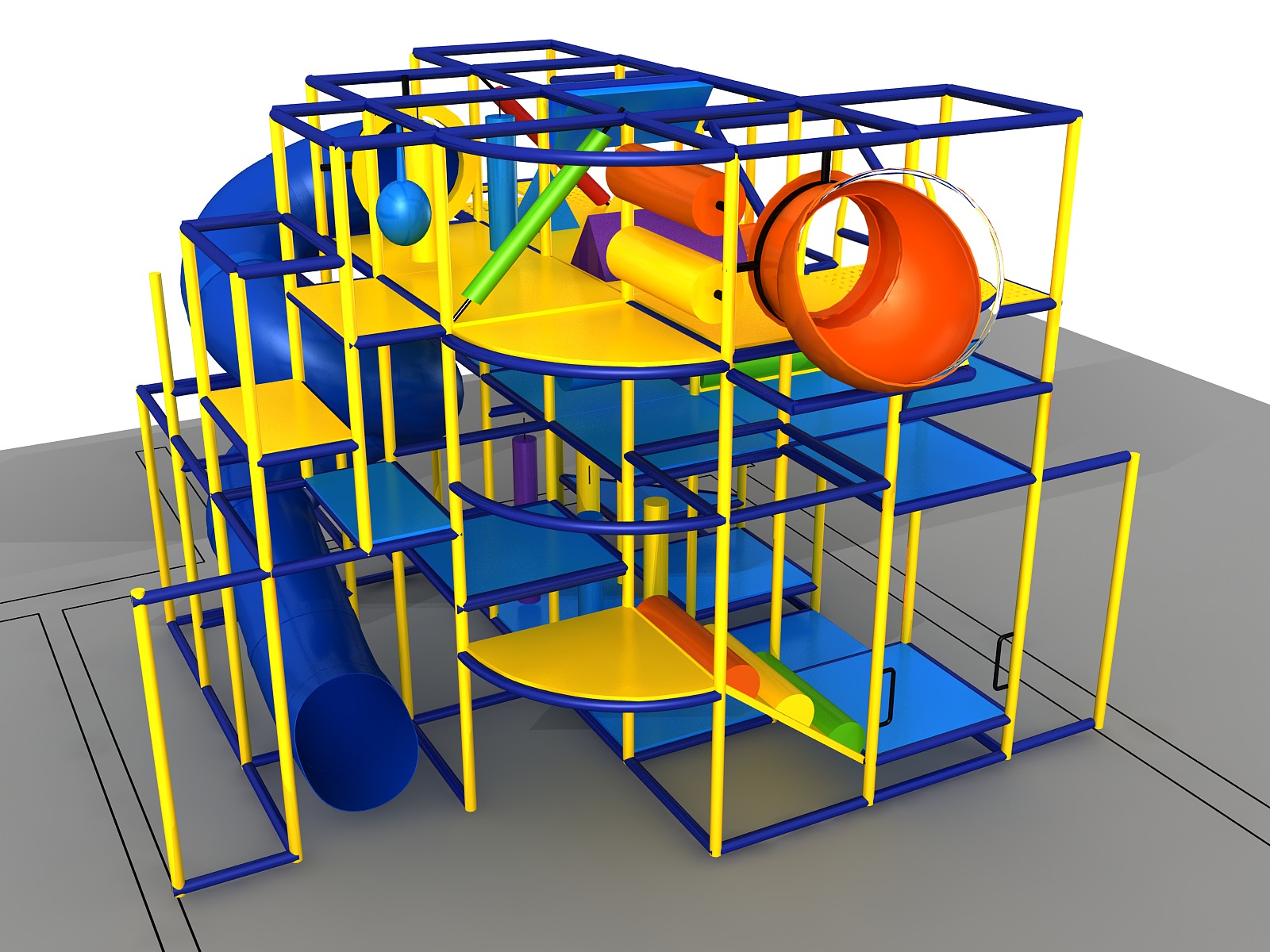 Indoor Playground GPS 1249 - 16ft. H x 15ft. W x 16ft. L