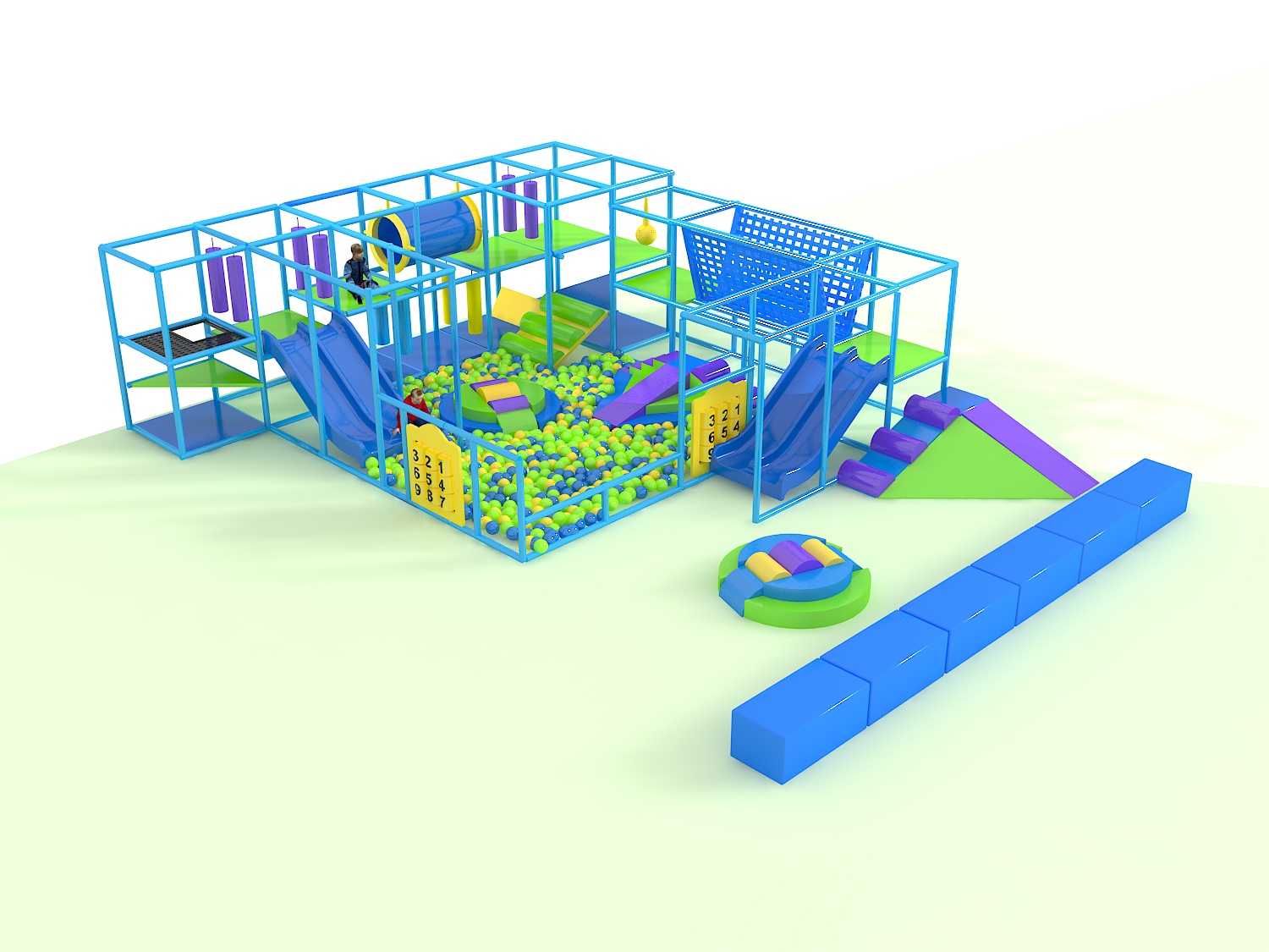 Indoor Playground GPS 1254 (Toddler Focus) - 32ft. H x 8ft. W x 24ft. L