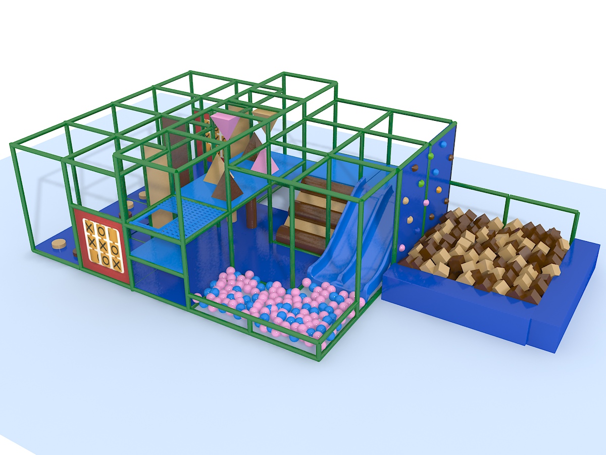 Indoor Playground GPS 1256 - 16ft. H x 8ft. W x 28ft. L