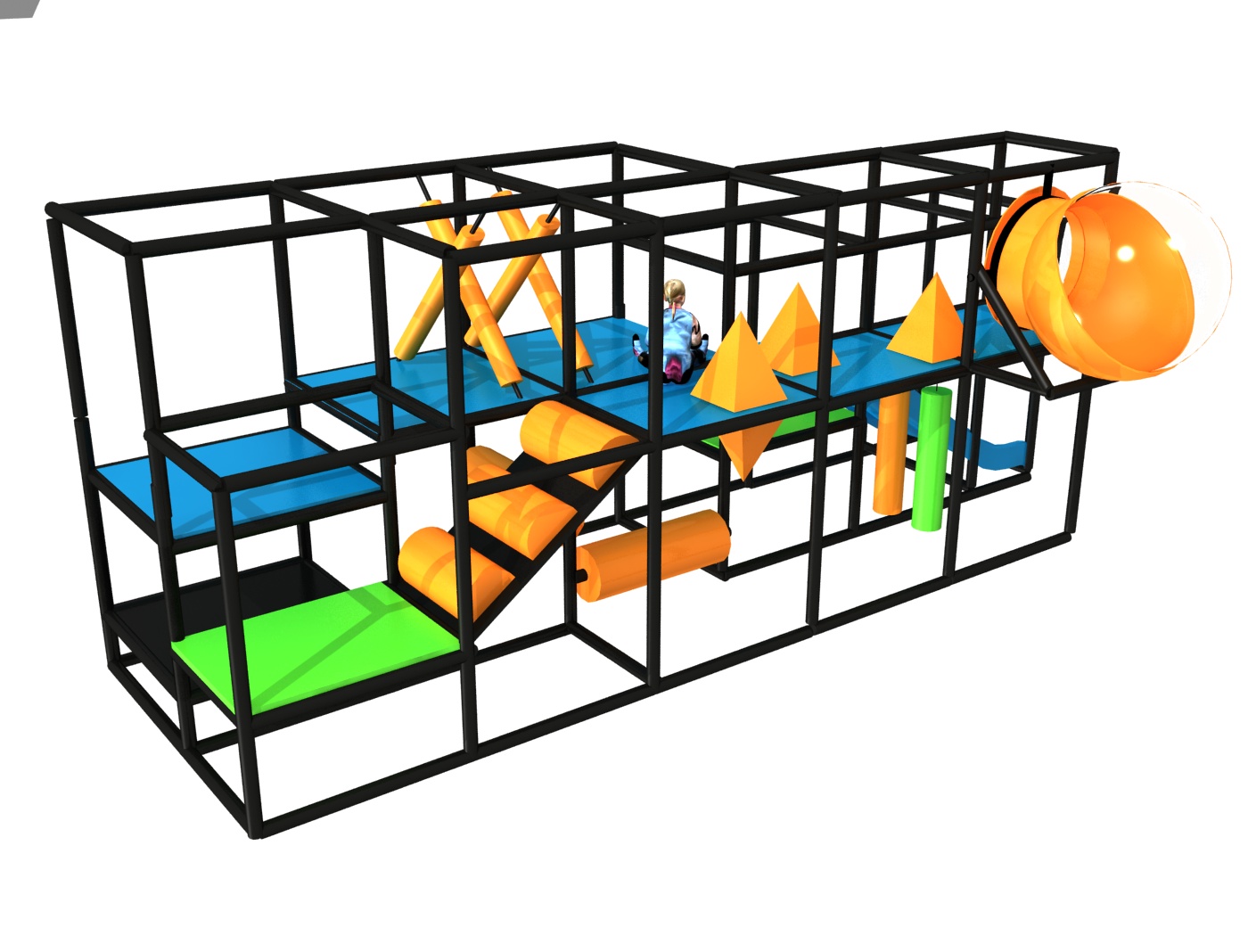 Indoor Playground GPS 1210 - 7ft. H x 9ft. W x 22ft. L